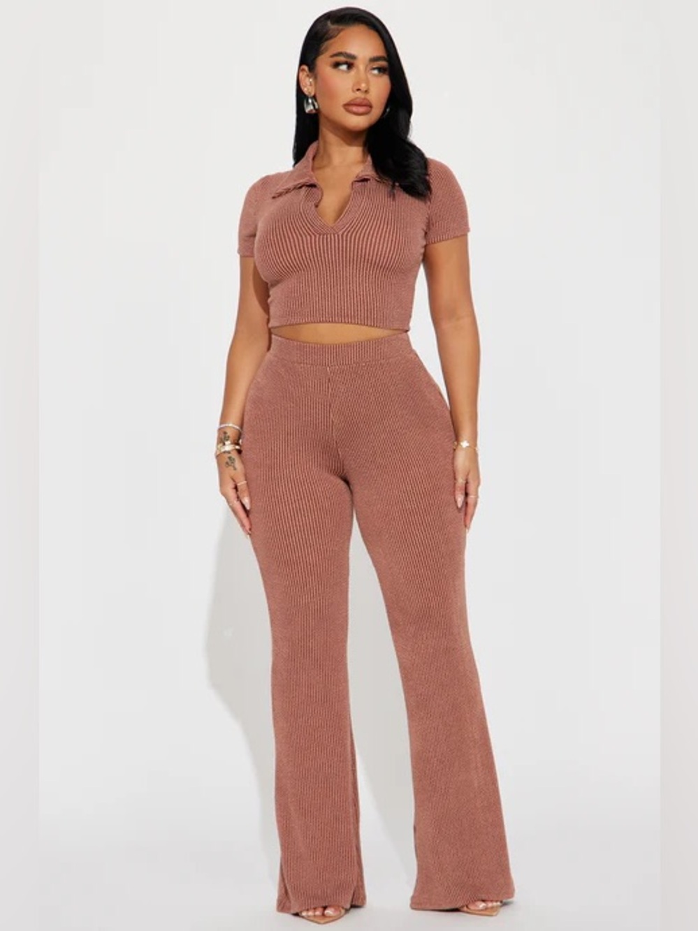 Fashion Nova Josie Ribbed Pant Set (NWT)